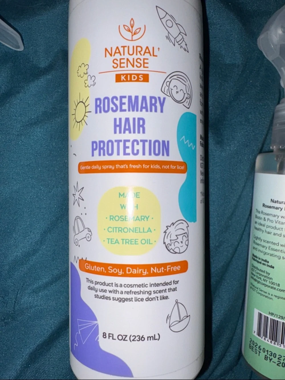 3-Natural Sense-Rosemary Hair Protection Spray Kids, Rice Water & Rosemary Bioti